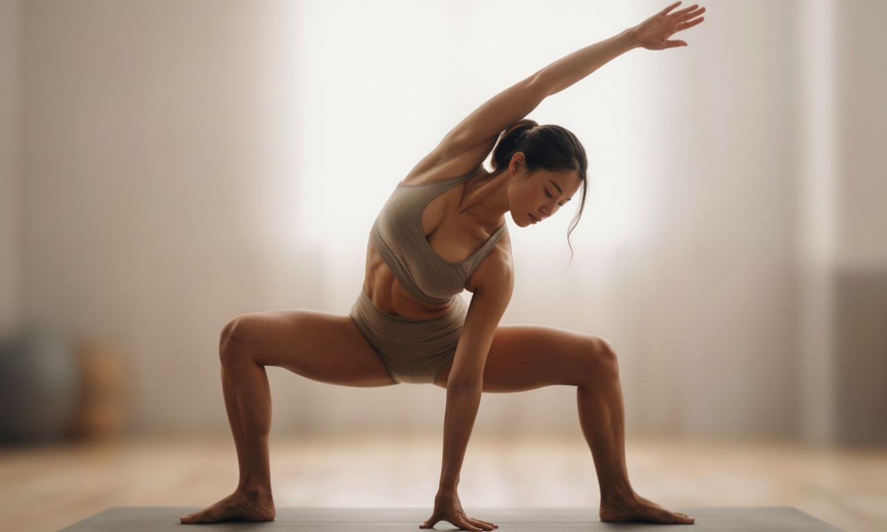 Instructor in yoga pose