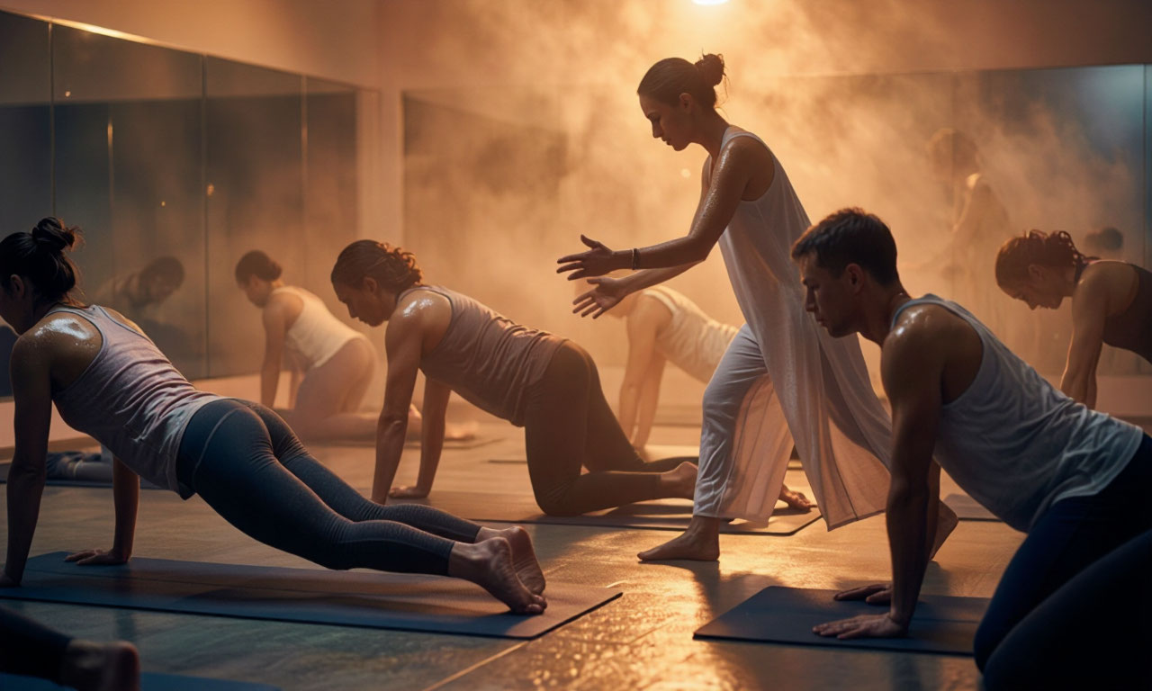 Hot yoga class